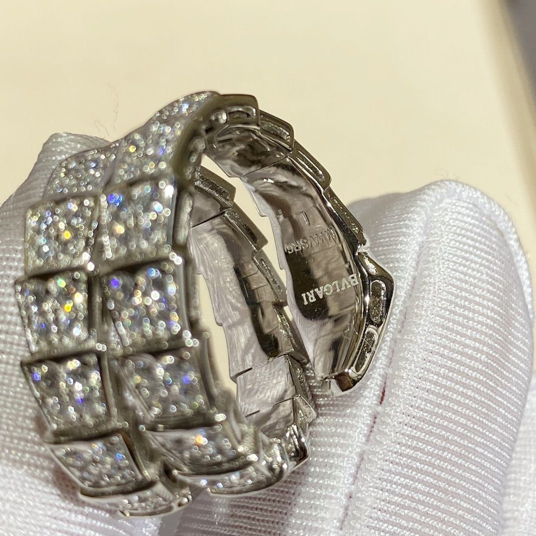 [：Polaidi]SERPENTI DOUBLE RING SILVER DIAMOND PAVED
