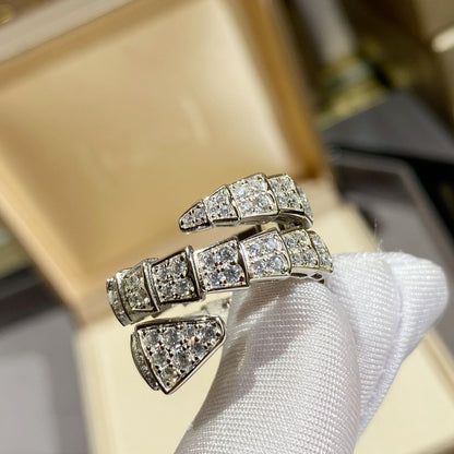 [：Polaidi]SERPENTI DOUBLE RING SILVER DIAMOND PAVED