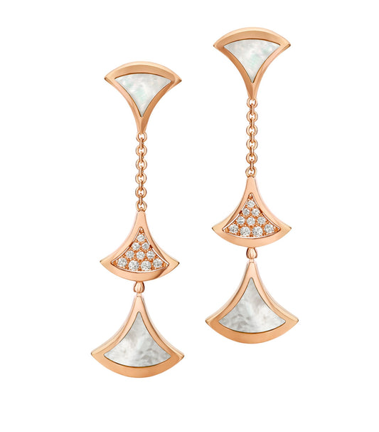 [：Polaidi]DREAM EARRINGS 3 MOTIFS DIAMOND MOP PINK GOLD