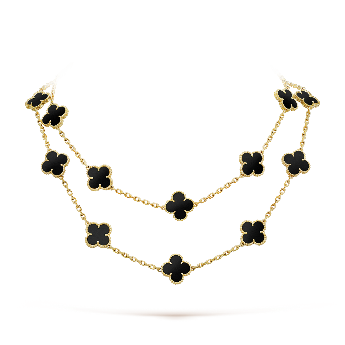 [：Polaidi Jewelry]クローバー 20モチーフ オニキス ネックレス
