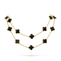 [Perlaura Jewelry ]CLOVER 20 MOTIFS ONYX NECKLACE