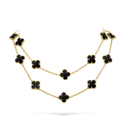 [：Polaidi Jewelry]クローバー 20モチーフ オニキス ネックレス