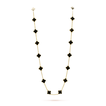 [：Polaidi Jewelry]クローバー 20モチーフ オニキス ネックレス