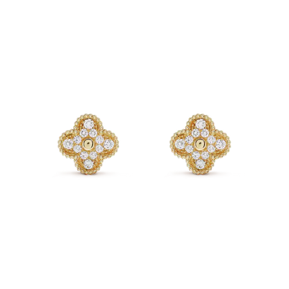 [：Polaidi Jewelry]CLOVER MEDIUM 1 MOTIFS FUll DIAMOND EARRINGS