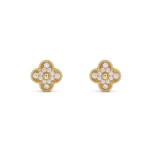 [：Polaidi Jewelry]CLOVER MEDIUM 1 MOTIFS FUll DIAMOND EARRINGS