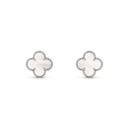 [：Polaidi Jewelry]CLOVER MEDIUM 1 MOTIFS  WHITE MOP EARRINGS SILVER