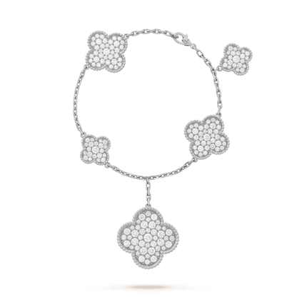 [：Polaidi Jewelry]CLOVER 6 MOTIFS SILVER DIAMOND BRACELET