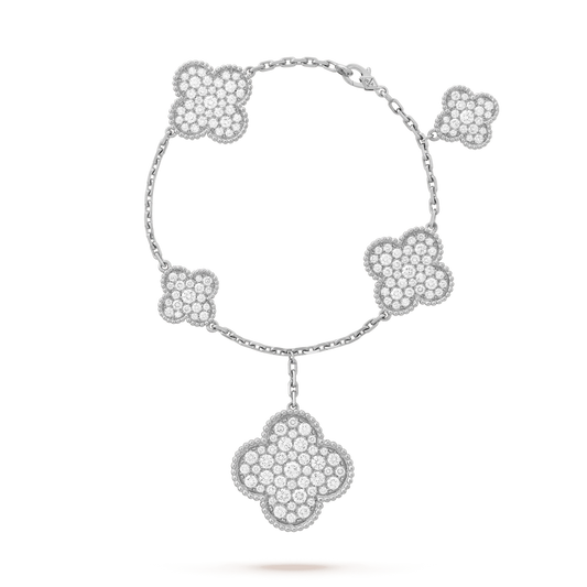[：Polaidi Jewelry]CLOVER 6 MOTIFS SILVER DIAMOND BRACELET