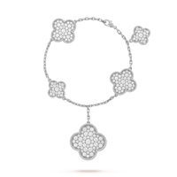 [Perlaura Jewelry ]CLOVER 6 MOTIFS SILVER DIAMOND BRACELET