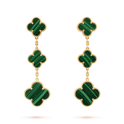 [：Polaidi Jewelry]CLOVER MALACHITE 3 MOTIFS GOLD