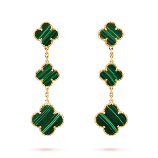 [：Polaidi Jewelry]CLOVER MALACHITE 3 MOTIFS GOLD