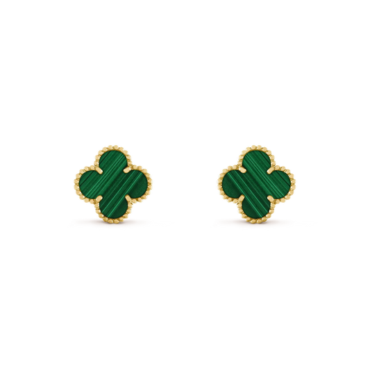 [：Polaidi Jewelry]CLOVER MEDIUM 1 MOTIFS MALACHITE  EARRINGS