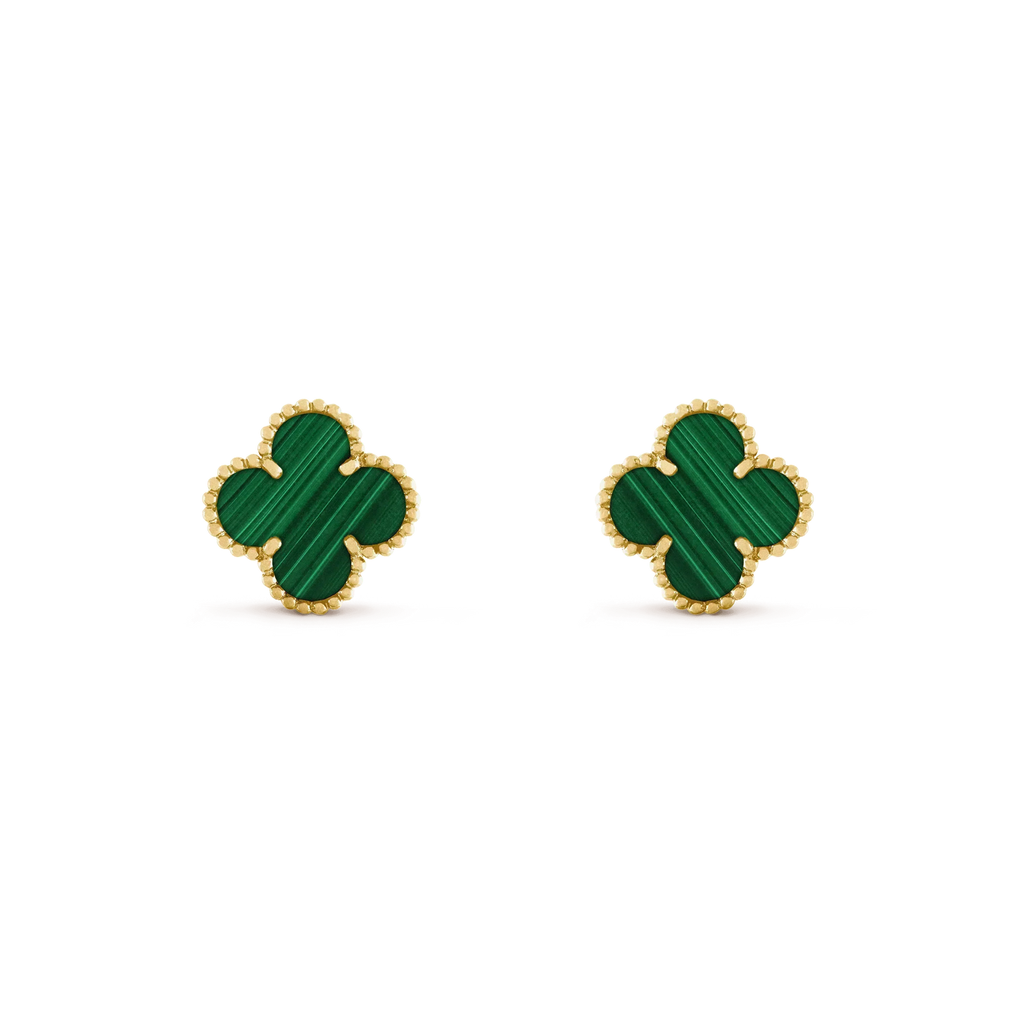 [Polaidi Jewelry]CLOVER MEDIUM 1 MOTIFS MALACHITE  EARRINGS