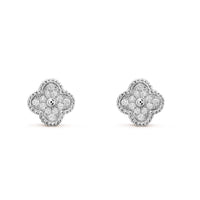 [Perlaura Jewelry ]CLOVER MINI DIAMOND STUD EARRINGS