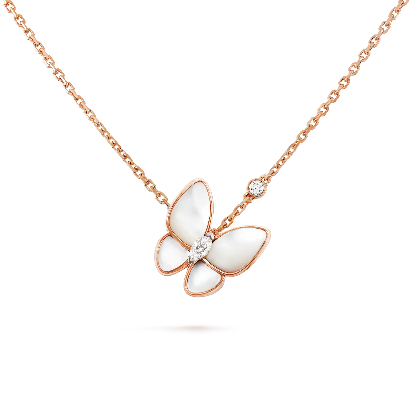 [：Polaidi Jewelry]バタフライ MOP ダイヤモンドネックレス