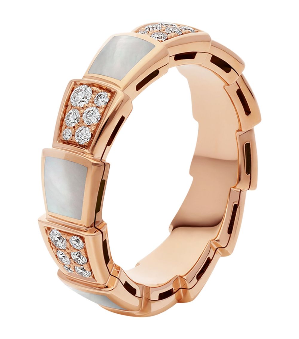 [：Polaidi]SERPENTI RING PINK GOLD MOP DIAMOND PAVED 4MM