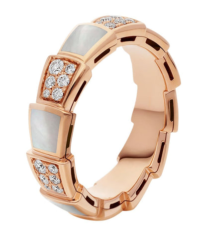 [：Polaidi]SERPENTI RING PINK GOLD MOP DIAMOND PAVED 4MM