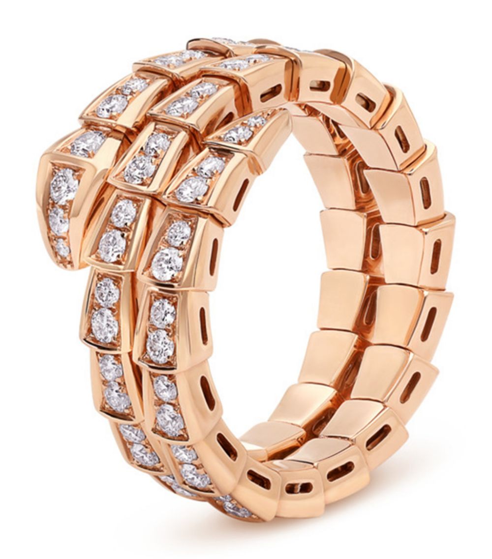 [：Polaidi]SERPENTI RING PINK GOLD DIAMOND DOUBLE ROW