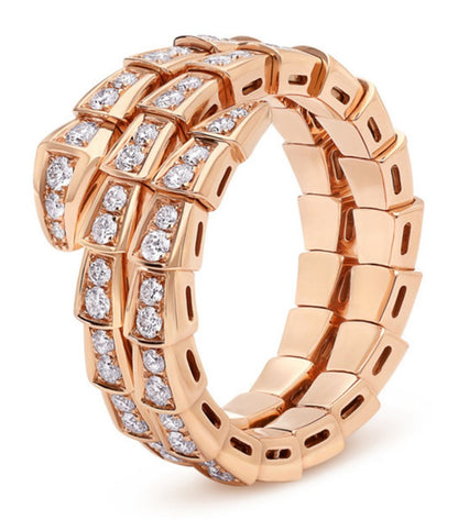 [：Polaidi]SERPENTI RING PINK GOLD DIAMOND DOUBLE ROW