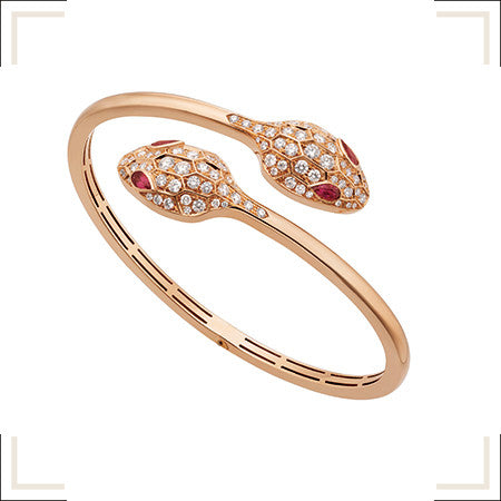 [：Polaidi]SERPENTI BRACELET PINK GOLD DIAMOND DOUBLE SNAKE