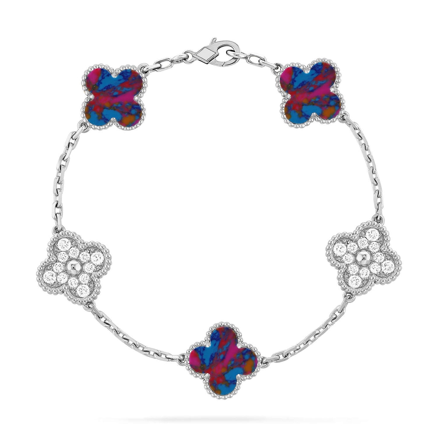 [Polaidi Jewelry]CLOVER 5 MOTIF COLOR GEMSTONES BRACELET COLLECTION