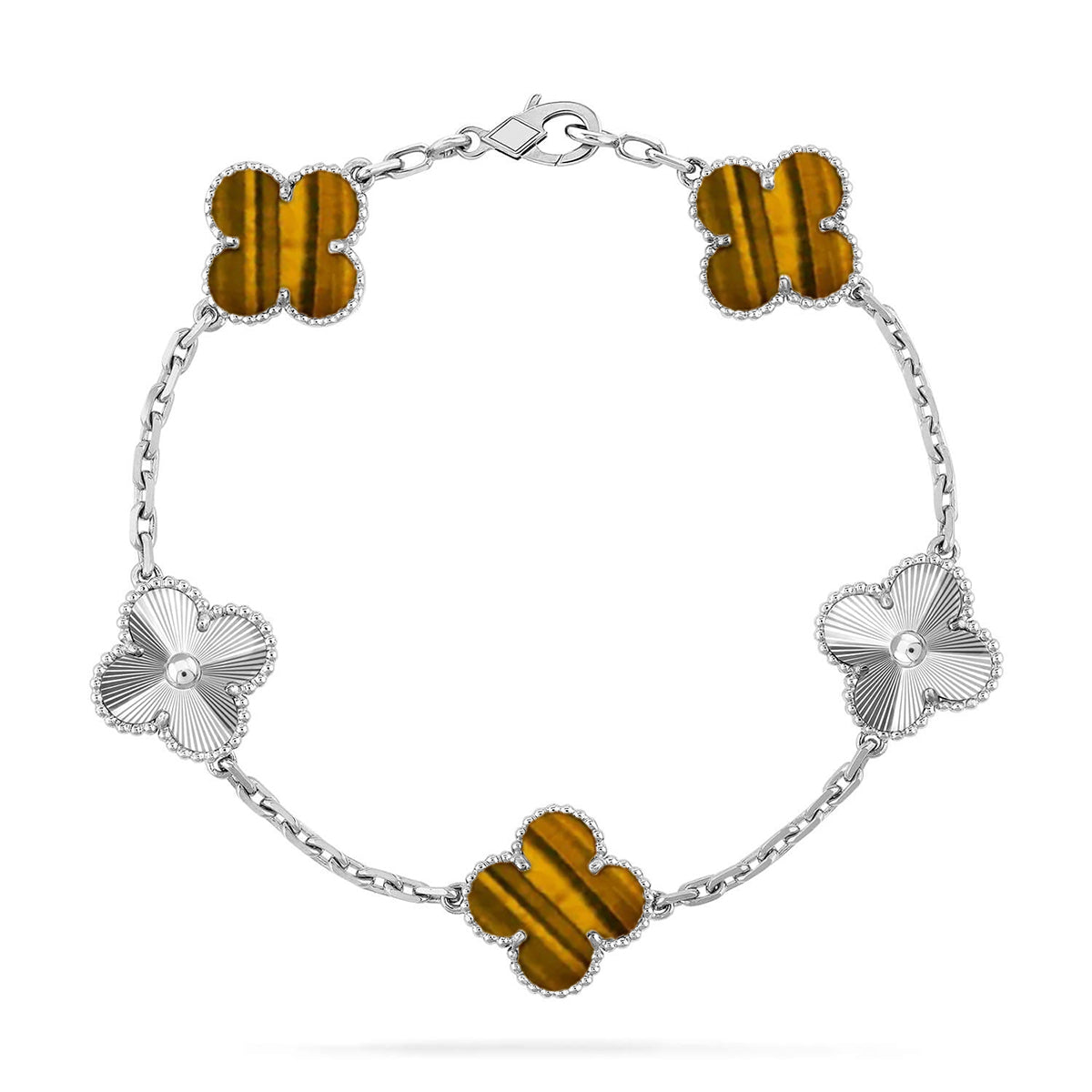 [Polaidi Jewelry] CLOVER 5 MOTIFS TIGER EYE BRACELET COLLECTION