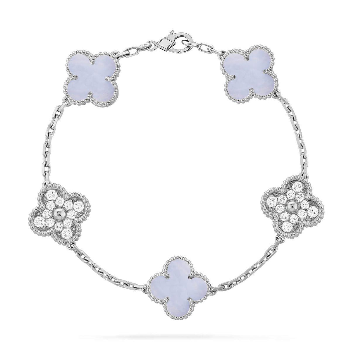 [Polaidi Jewelry] CLOVER 5 MOTIF PURPLE CHALCEDONY BRACELET COLLECTION