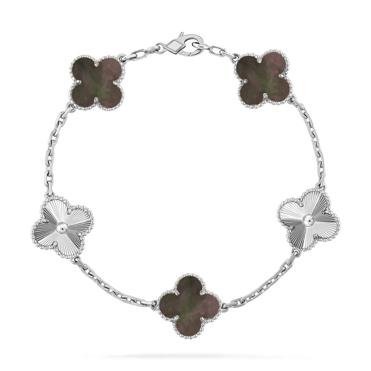 [Polaidi Jewelry] クローバー 5モチーフ グレーマザーオブパール ブレスレットコレクション