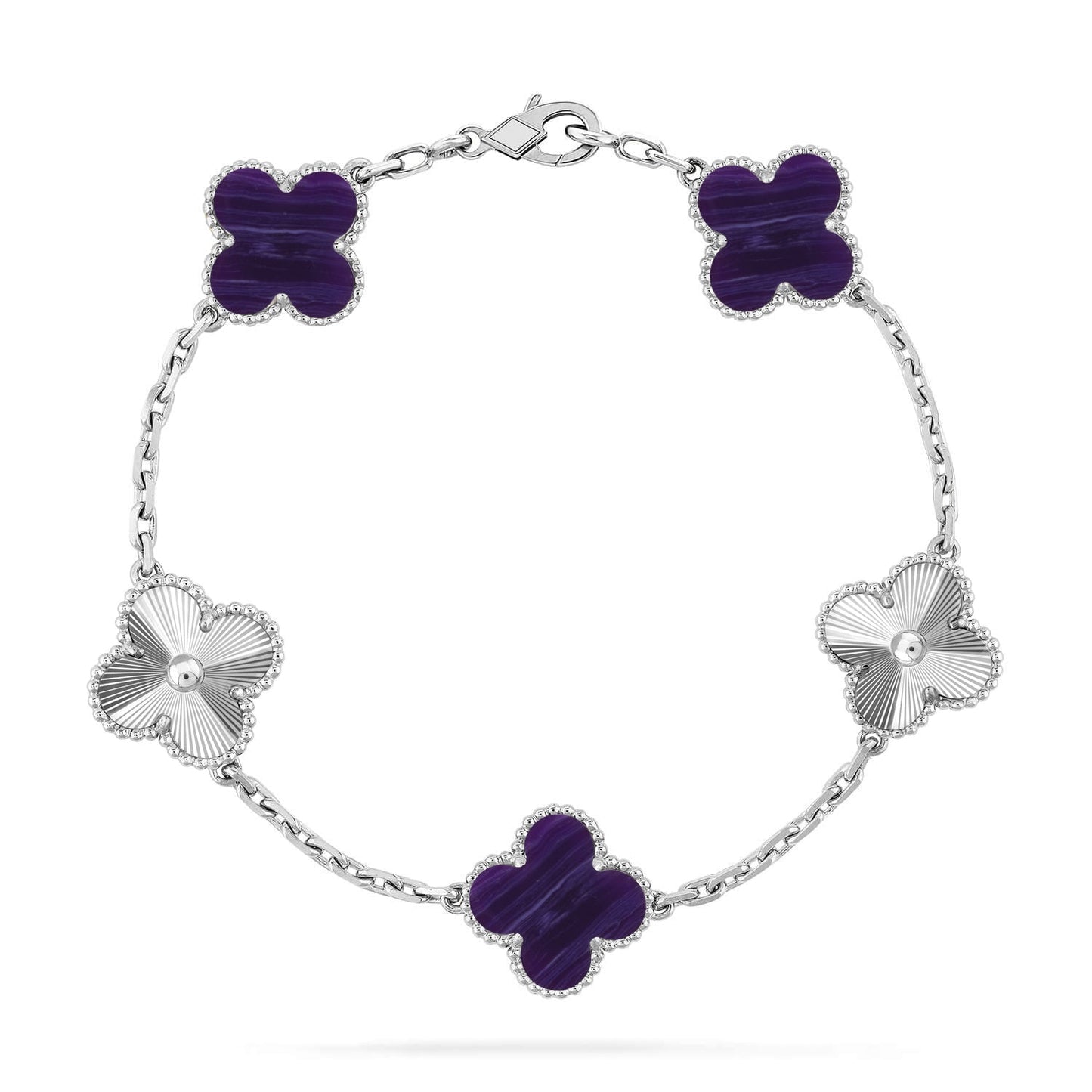 [Polaidi Jewelry]CLOVER 5 MOTIF PURPLE STRIPES BRACELET COLLECTION