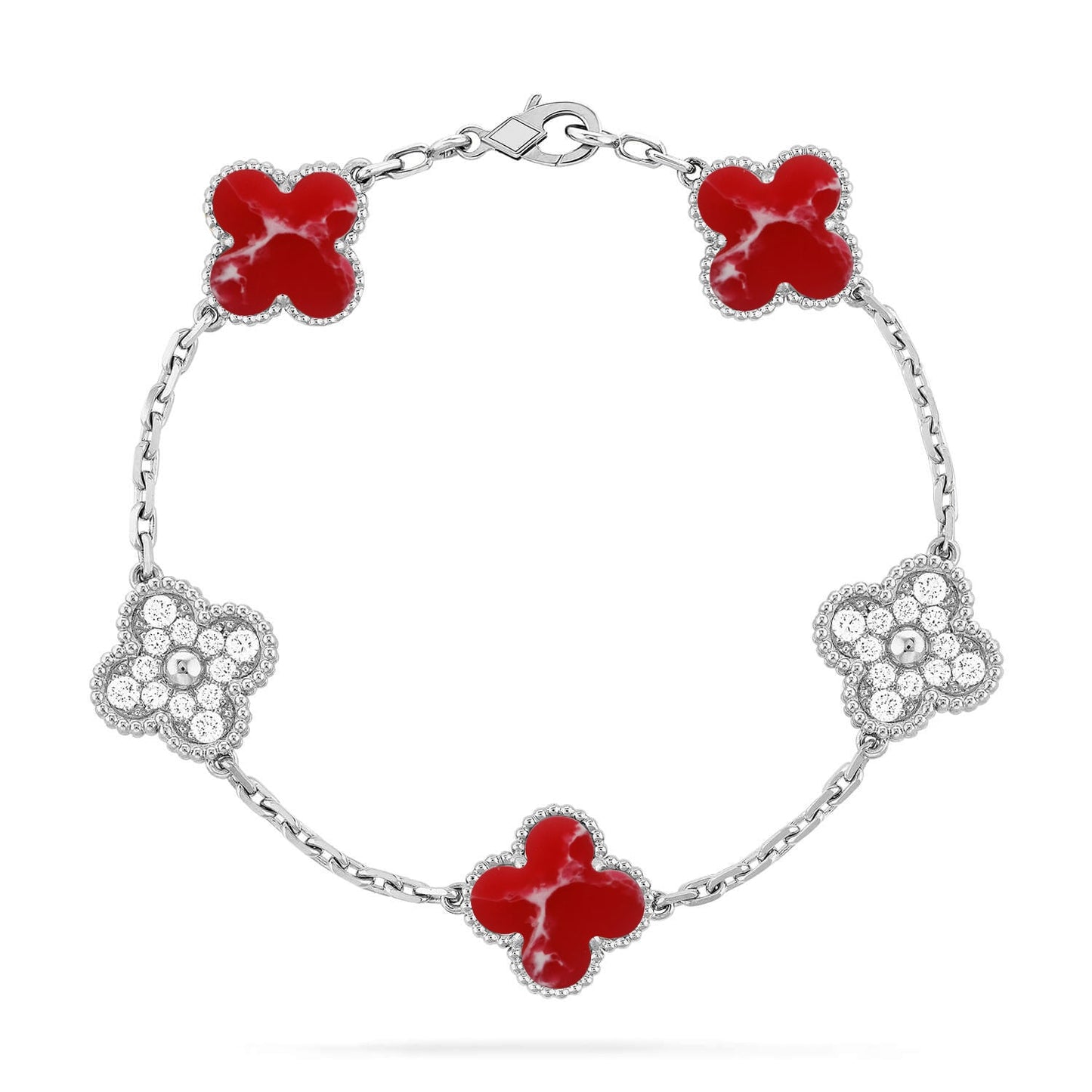 [Polaidi Jewelry]CLOVER 5 MOTIF RED PATTERN BRACELET COLLECTION