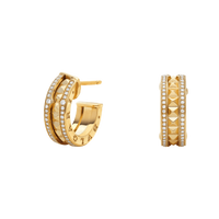 [Perlaura Jewelry ]ZERO 1 ROCK GOLD EARRINGS WITH STUDDED SPIRAL AND PAVED DIAMONDS