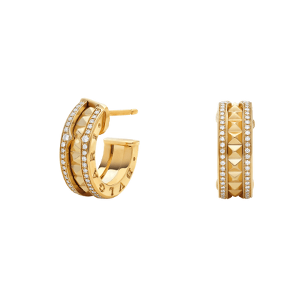 [：Polaidi]ZERO 1 ROCK GOLD EARRINGS WITH STUDDED SPIRAL AND PAVED DIAMONDS