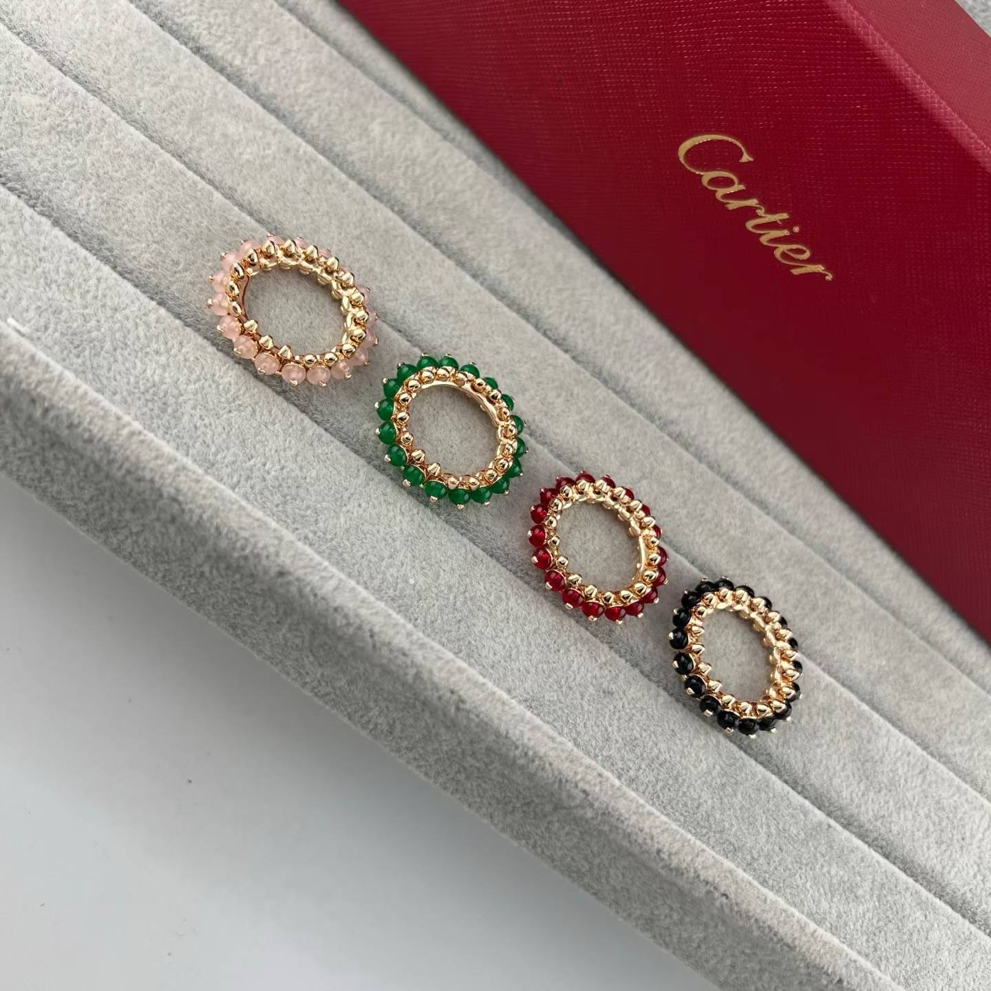 [：Polaidi Jewelry]ローズゴールド グリーンアゲート リベットリング アジア限定エディション
