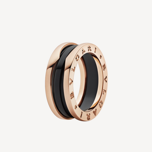 [：Polaidi]ZERO 1 TWO-BAND LOOPS AND BLACK CERAMIC PINK GOLD RING