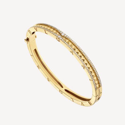 [：Polaidi]ZERO 1 SPIRAL AND PAVED DIAMOND GOLD BRACELET
