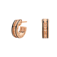 [Perlaura Jewelry ]ZERO 1 ROCK PINK GOLD EARRINGS WITH STUDDED SPIRAL AND BLACK CERAMIC