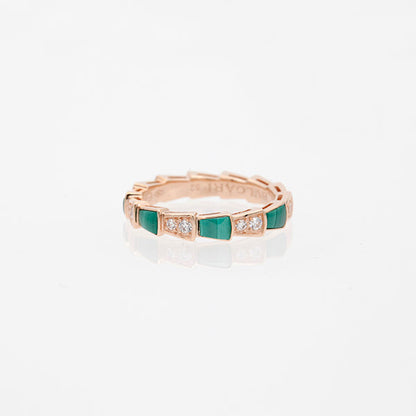[Polaidi Jewelry]SERPENTI RING PINK GOLD MALACHITE DIAMOND 3MM
