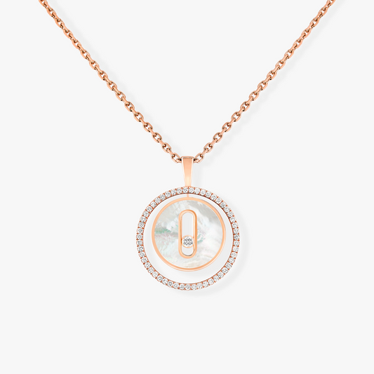 [Polaidi Jewelry]LUCKY MOVE 1 DIAMOND WHITE MOTHER OF PEARL PINK GOLD DIAMOND NECKLACE