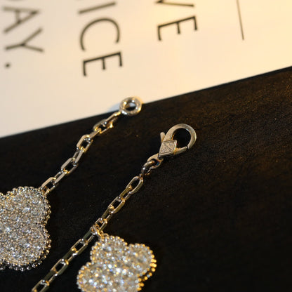 [：Polaidi Jewelry]CLOVER BRACELET 5 MOTIF SILVER DIAMOND PAVED