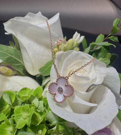 [Polaidi Jewelry]2025 CHRISTMAS CLOVER 15MM DIAMOND RHODONITE NECKLACE