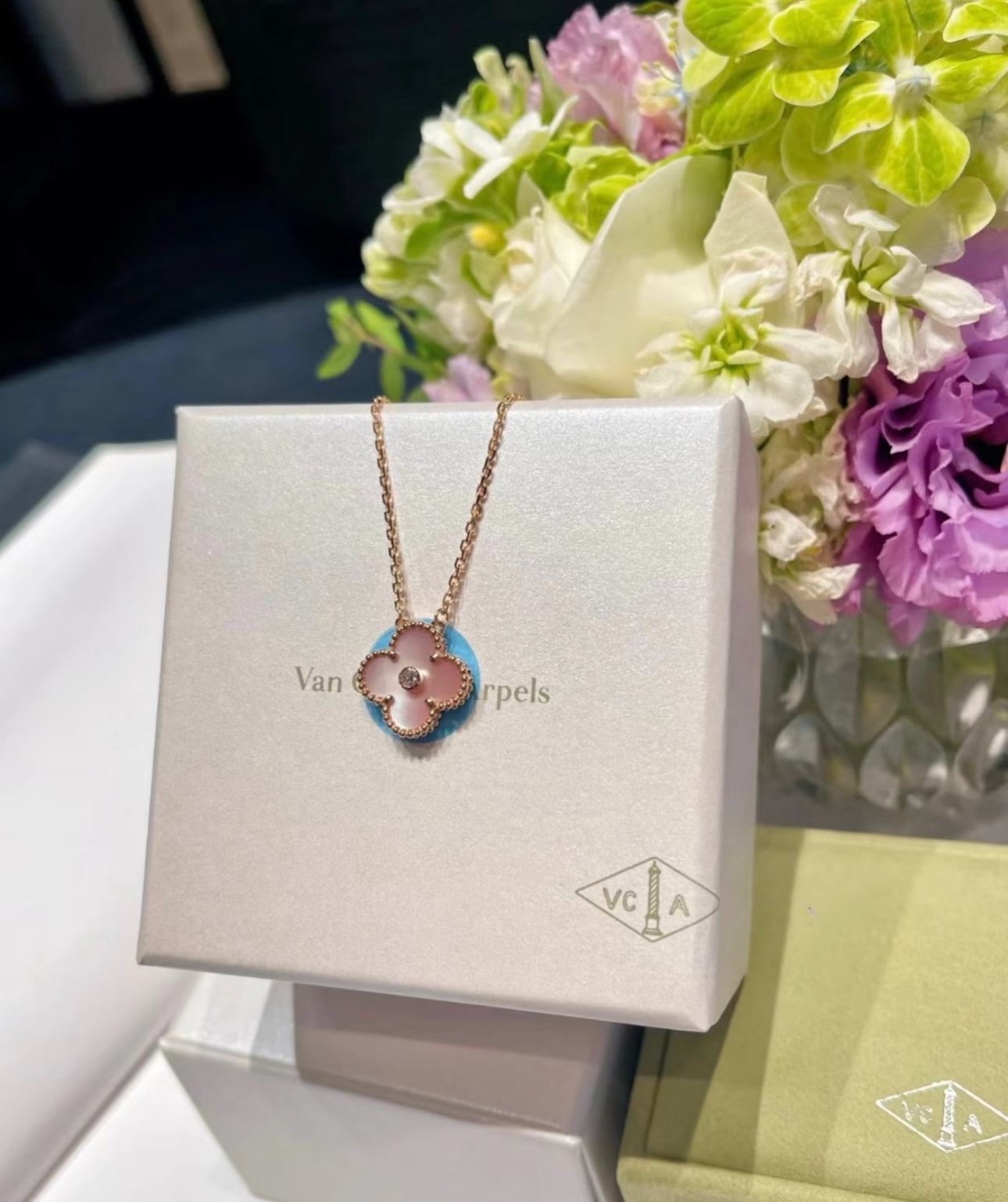 [Polaidi Jewelry]2025 CHRISTMAS CLOVER 15MM DIAMOND RHODONITE NECKLACE