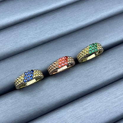 [Polaidi Jewelry]NARROW BEADED RING WITH DIAMONDS