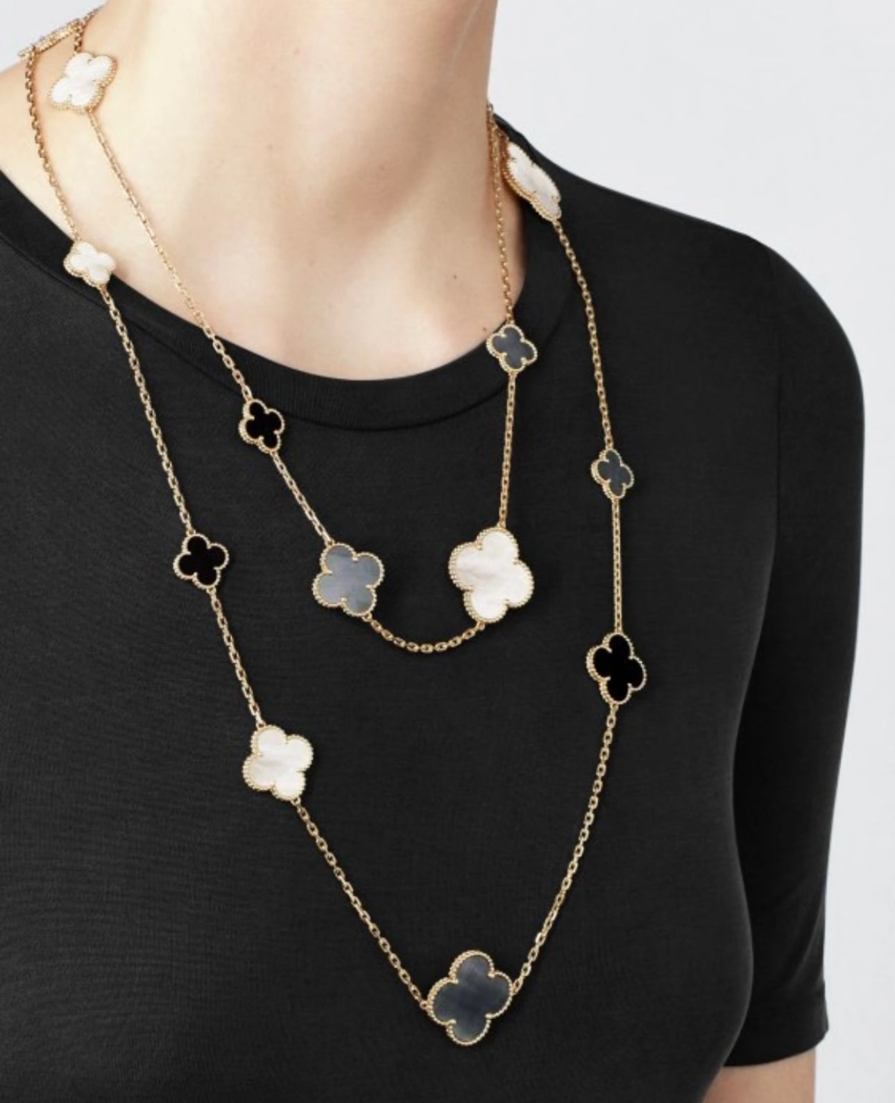 [Polaidi Jewelry]CLOVER 16 MOTIF WHITE NECKLACE