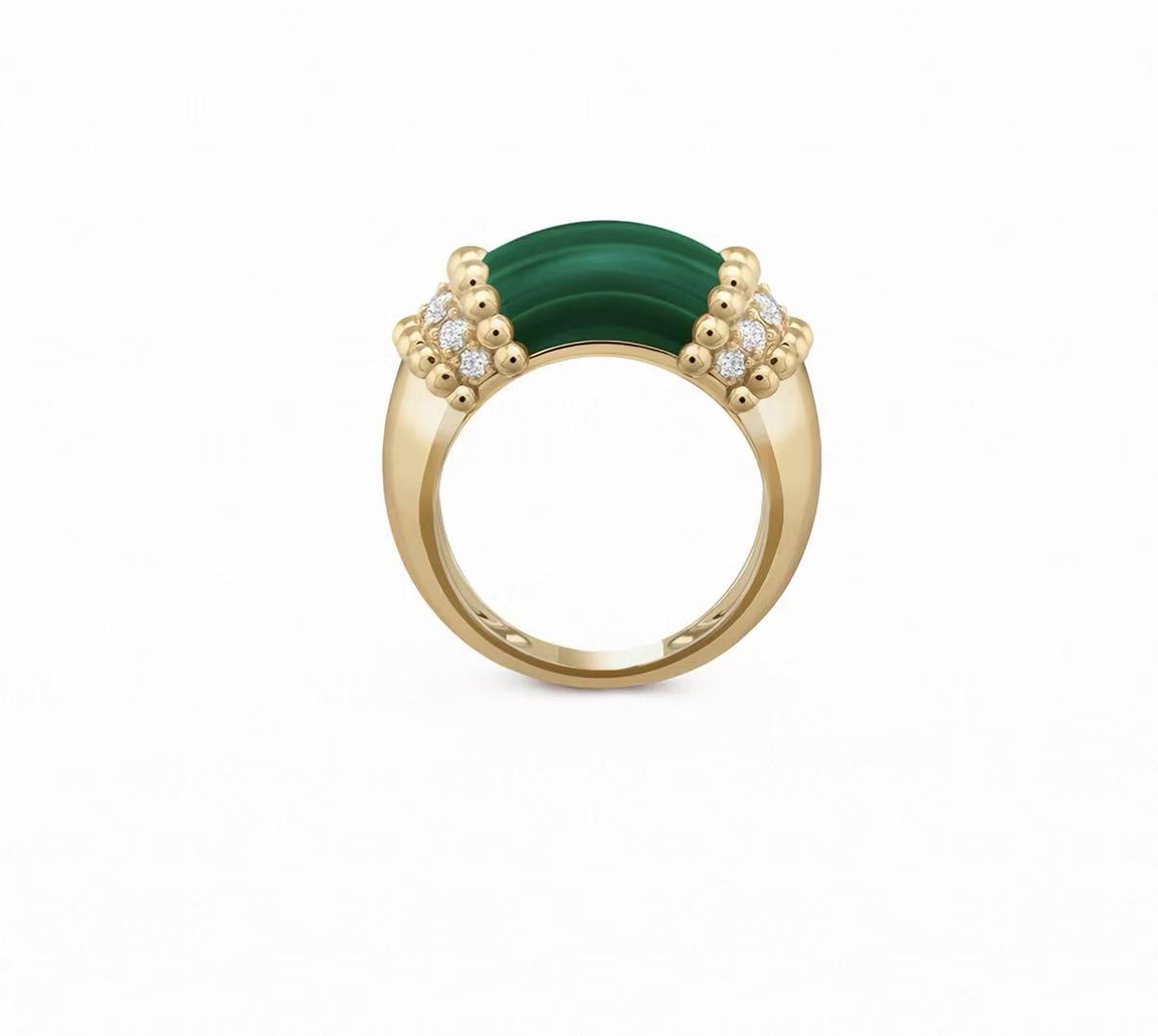 [：Polaidi Jewelry]ペルレ コレクション 18Kイエローゴールド マラカイト ダイヤモンドリング