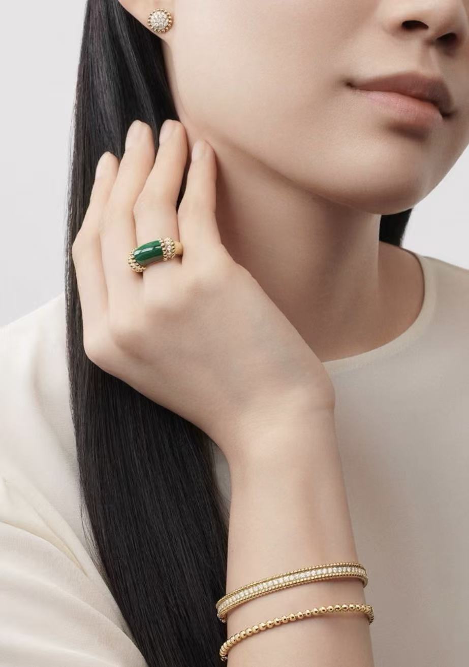 [：Polaidi Jewelry]ペルレ コレクション 18Kイエローゴールド マラカイト ダイヤモンドリング