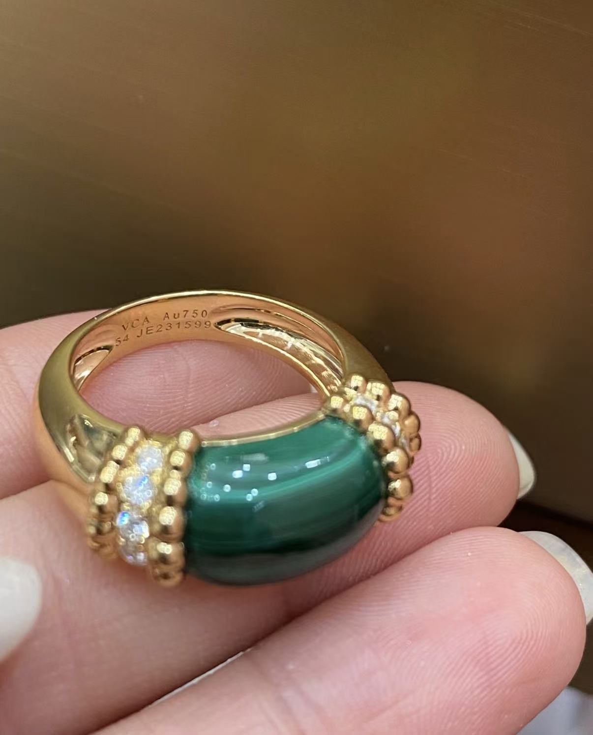 [：Polaidi Jewelry]ペルレ コレクション 18Kイエローゴールド マラカイト ダイヤモンドリング
