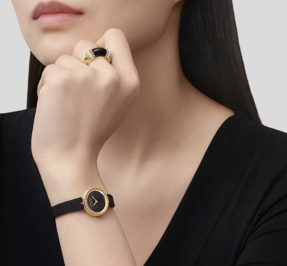 [：Polaidi Jewelry]ペルレ コレクション 18Kイエローゴールド マラカイト ダイヤモンドリング