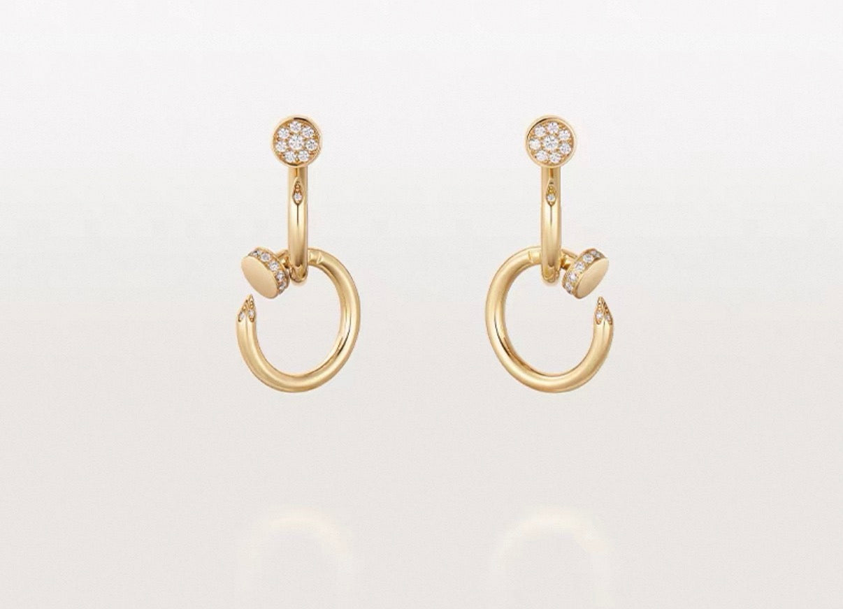 [Polaidi Jewelry]NAIL COLLECTION DIAMOND SET DOUBLE HOOP EARRINGS
