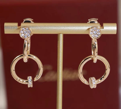 [Polaidi Jewelry]NAIL COLLECTION DIAMOND SET DOUBLE HOOP EARRINGS