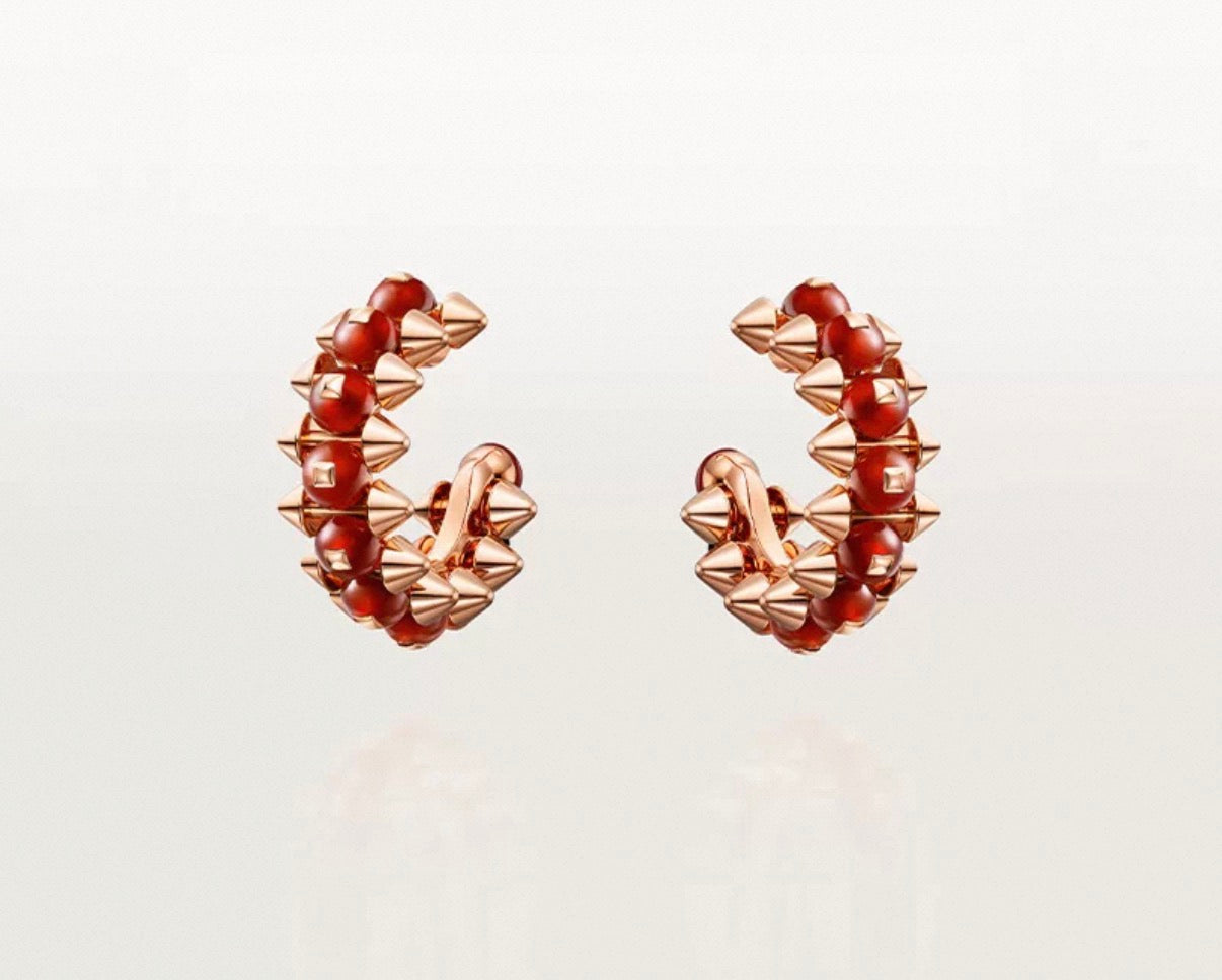 [Polaidi Jewelry]CLASH COLLECTION AGATE CHALCEDONY STUD EARRINGS